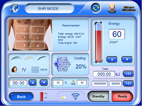 HS-818 diode laser operator interface 2 Interface de operação 2 do laser de diodo HS-818