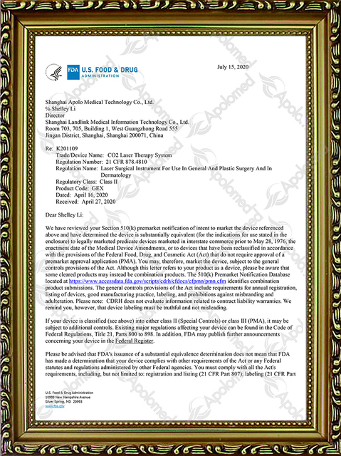 Sistema de terapia a laser CO2 EUA FDA