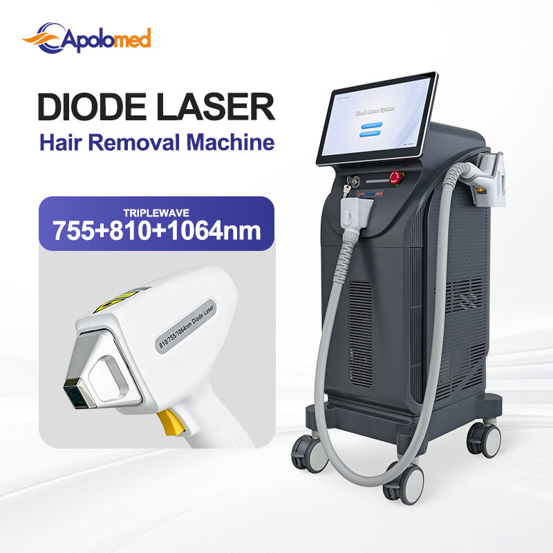 Depilação a laser permanente vertical aprovada pela FDA, equipamento de laser de diodo de 3 comprimentos de onda